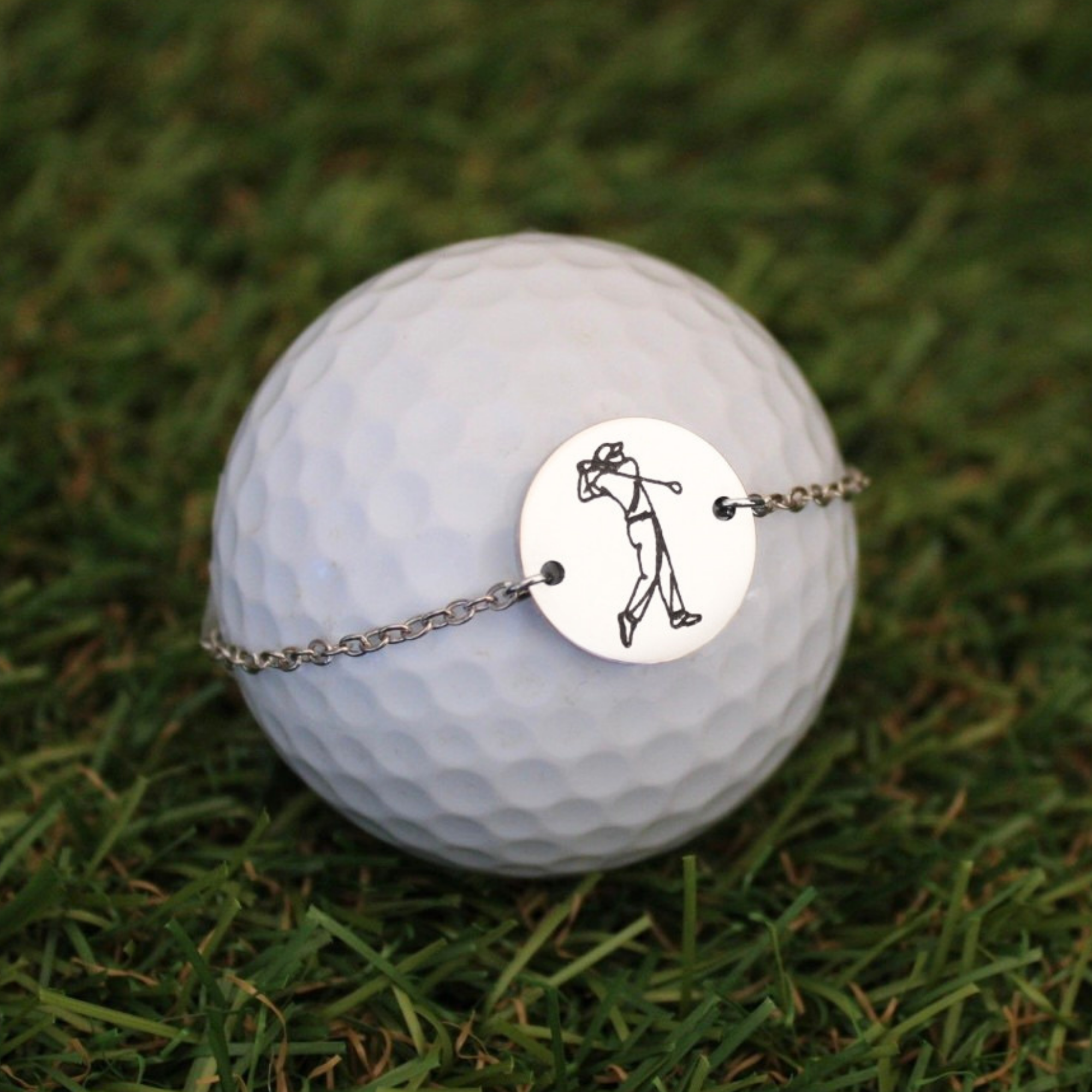 Bracelet Chaîne Médaille Golf à graver | Argenté
