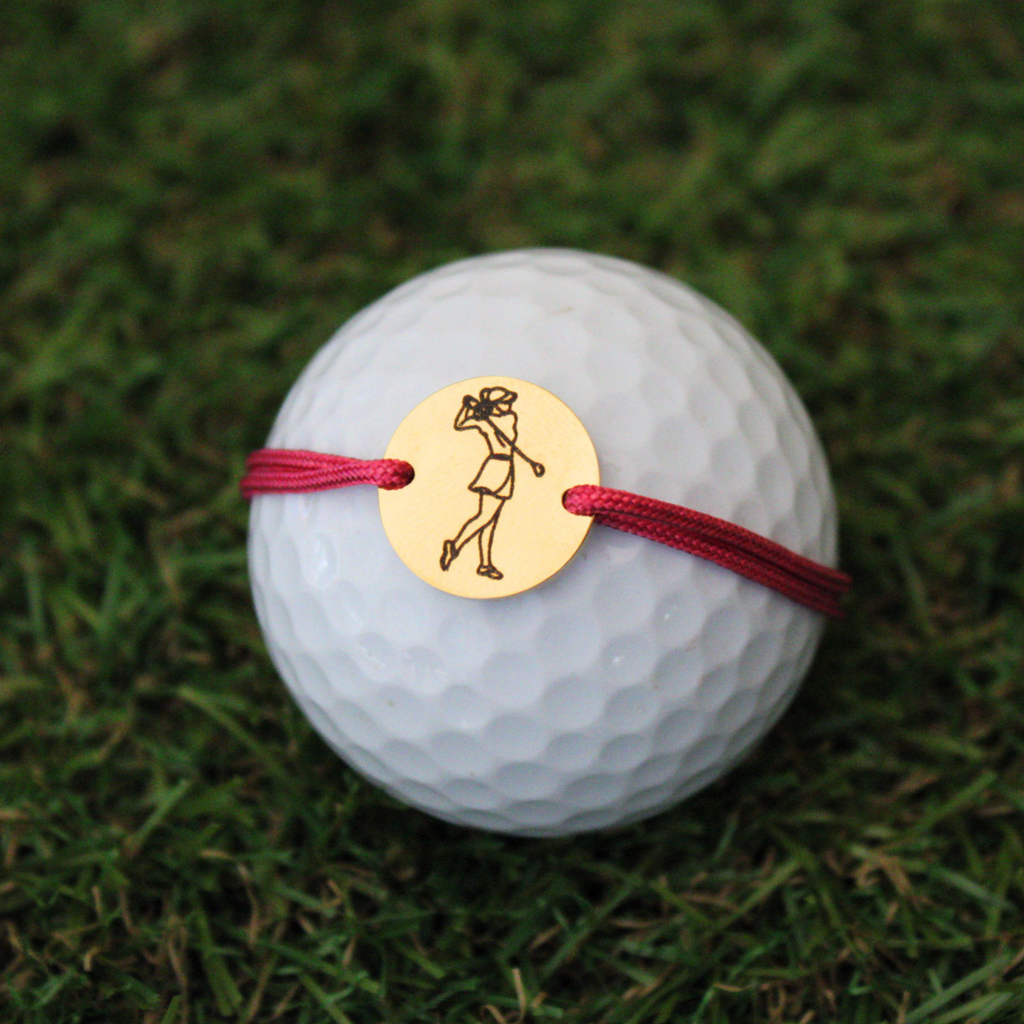 Bracelet Cordon Médaille Golf à graver | Doré