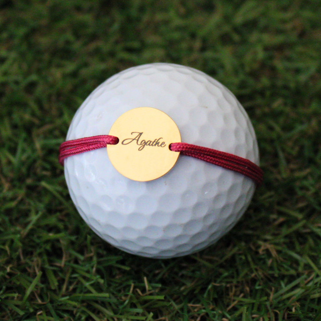 Bracelet Cordon Médaille Golf à graver | Doré