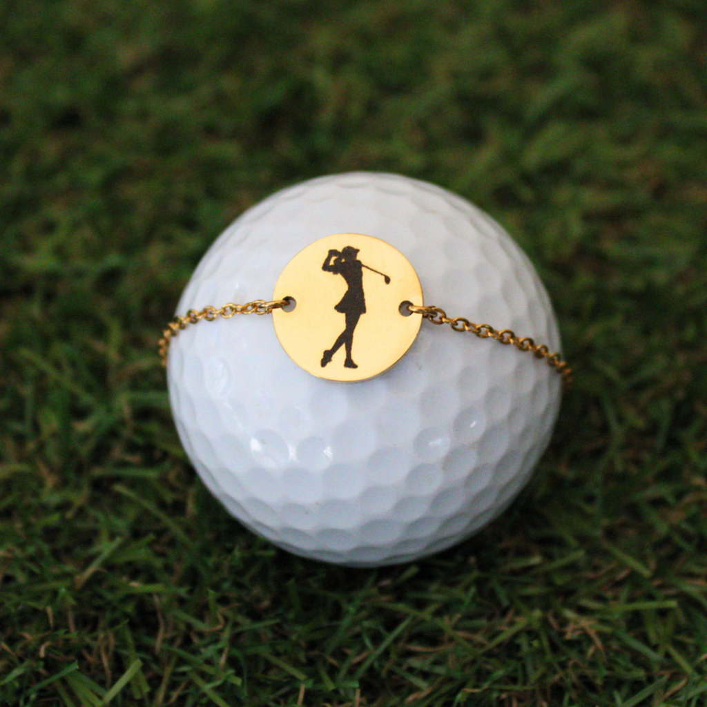 Bracelet Chaîne Médaille Golf à graver | Doré