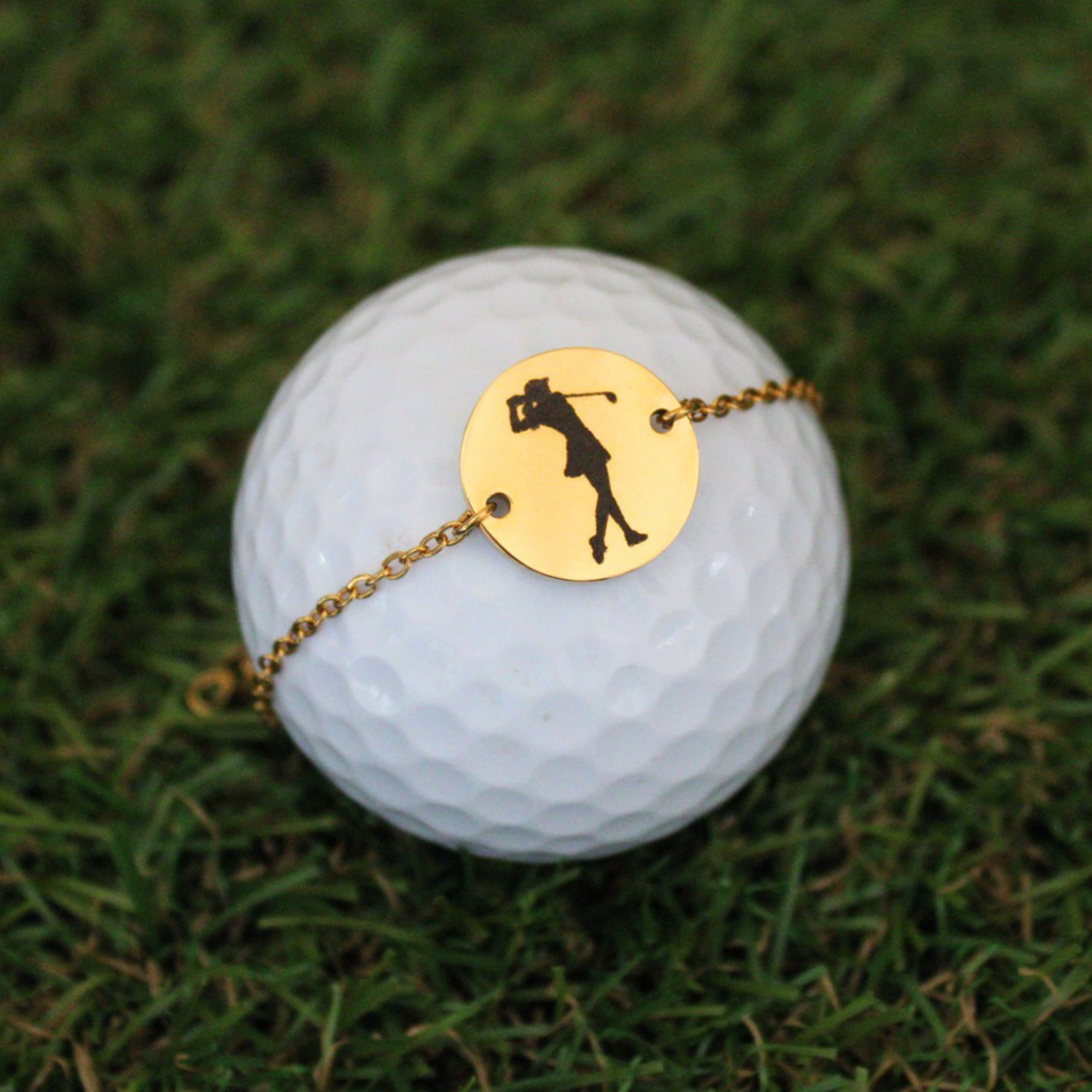 Bracelet Chaîne Médaille Golf à graver | Doré