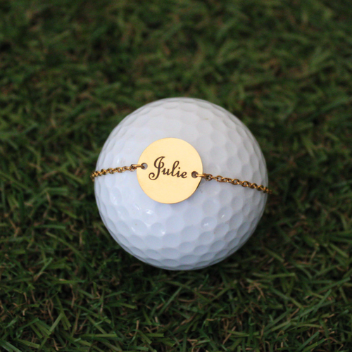 Bracelet Chaîne Médaille Golf à graver | Doré