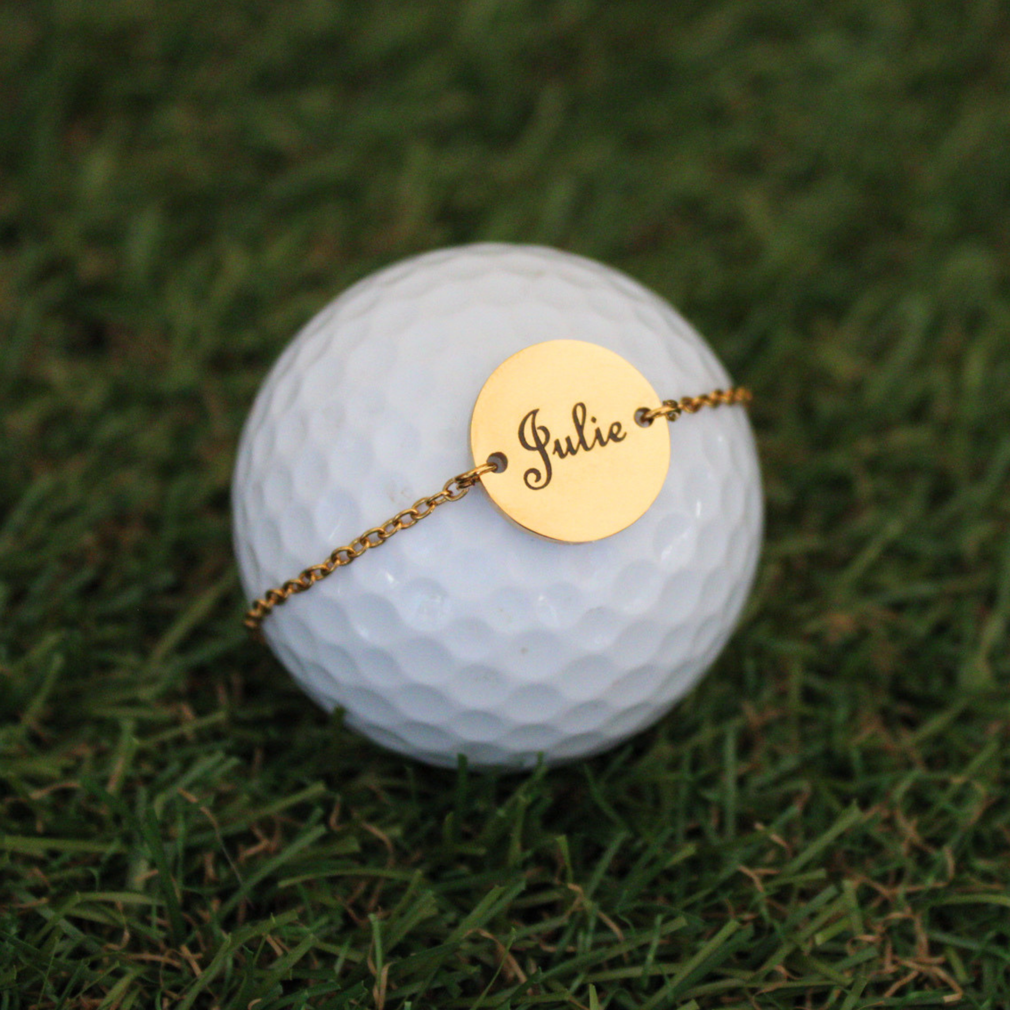 Bracelet Chaîne Médaille Golf à graver | Doré